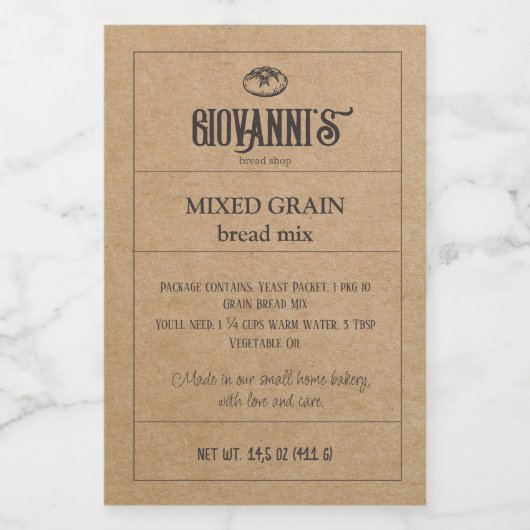 ブレッドラベルブラウンクラフト紙ベーカリー フードラベル (シングルラベル)
