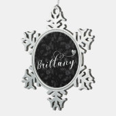 ブレトン州ハートのブリタニー国旗 スノーフレークピューターオーナメント (右)