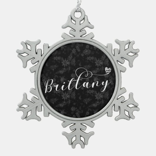 ブレトン州ハートのブリタニー国旗 スノーフレークピューターオーナメント (正面)