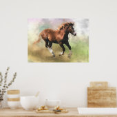 ブレトン荷車を引く馬フォールプリント ポスター (キッチン)