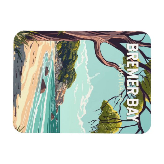 ブレマーベイオーストラリア旅行アートヴィンテージ マグネット (横)