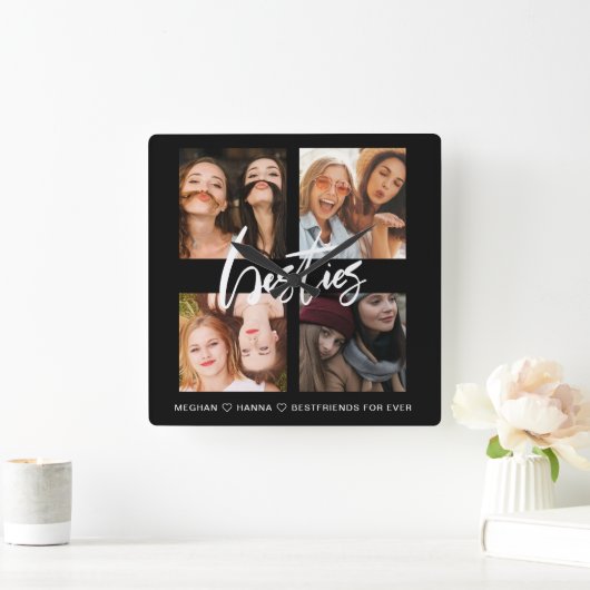 ブレモダンスティズ黒写真最高のの友人 スクエア壁時計 (ホーム)