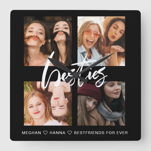 ブレモダンスティズ黒写真最高のの友人 スクエア壁時計 (正面)