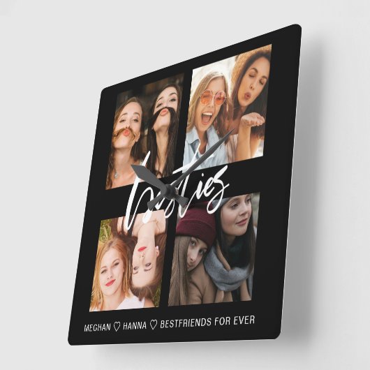 ブレモダンスティズ黒写真最高のの友人 スクエア壁時計 (傾斜)