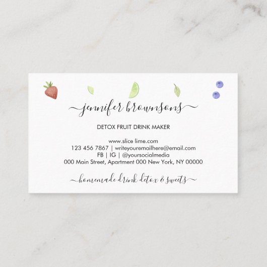 ブレンダーフルーツミックスドリンクフレッシュジュース 名刺 (裏面)