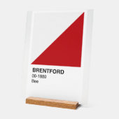 ブレントフォード赤と白ビー – 白い背景 アクリルサイン (傾斜)