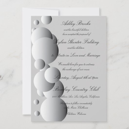 ブレンドされたファミリ結婚のスチールバブル 招待状 (裏面)