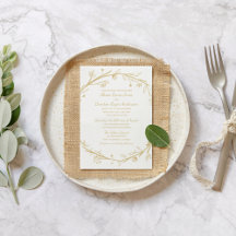 ブレンドされたファミリ金ゴールドリース結婚式招待状