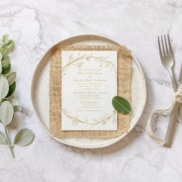 ブレンドされたファミリ金ゴールドリース結婚式招待状 招待状