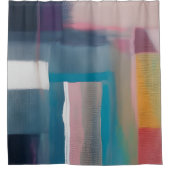 ブレンドされた抽象的な四角形 シャワーカーテン (正面)