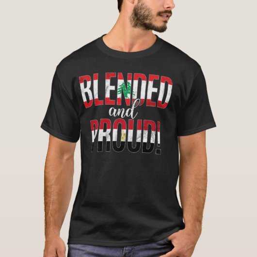 ブレンドと国籍誇りを持ったハーフレバノン半E Tシャツ (正面)
