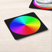 ブレンドカラフルカラーホイール スクエアペーパーコースター (アングル)
