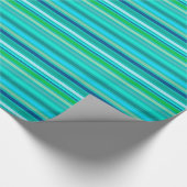 ブレンドストライプターコイズ、海ブルー ラッピングペーパー (角)