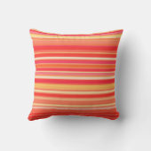 ブレンドストライプ、コーラルオレンジの色合い クッション (裏面)