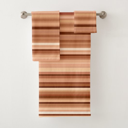 ブレンドストライプ、ブラウン、タン、クリーム バスタオルセット (インサイチュ)