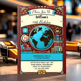 ブレンドトラベルキャビンビーチ宛先32番目の誕生日 招待状