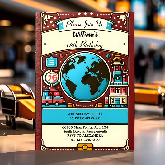 ブレンドトラベルキャビンビーチ宛先32番目の誕生日 招待状