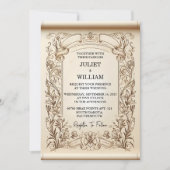 ブレンドパピルスヴィンテージレトロヴェルムオーバーレイ結婚ズ 招待状 (正面)