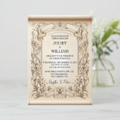 ブレンドパピルスヴィンテージレトロヴェルムオーバーレイ結婚ズ 招待状 (スタンド正面)