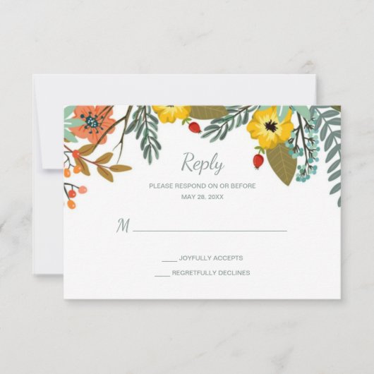 ブレンドファミリーガーデンフローラウェディングRSVP 出欠カード (正面)