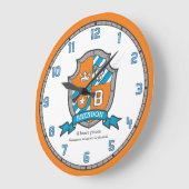 ブレンドン少年の名前の意味knights shield orange ラージ壁時計 (傾斜)
