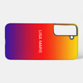 ブレンド ストライプ イエロー オレンジ レッド ブルー 名前を追加 SAMSUNG GALAXYケース (裏面横)