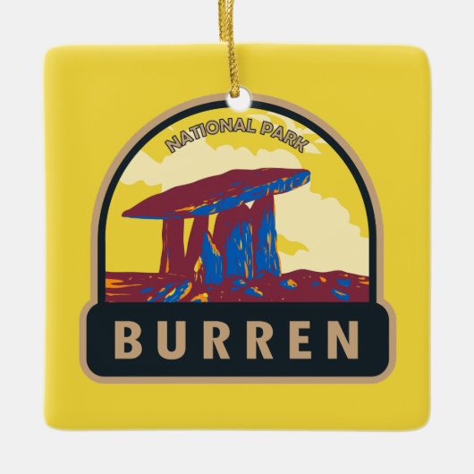 ブレンナショナルパークアイルランドトラベルアートヴィンテージ セラミックオーナメント (正面)