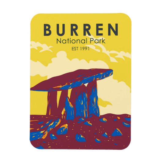 ブレンナショナルパークアイルランドトラベルアートヴィンテージ マグネット (縦)
