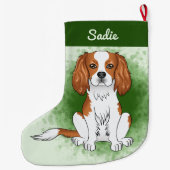 ブレンハイムカバリエキングチャールズスパニエル犬オングリーン ラージクリスマスストッキング (裏面)