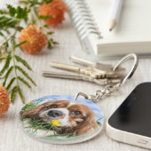 ブレンハイムカバリエキングチャールズスパニエル犬パピードッグ キーホルダー (正面右)