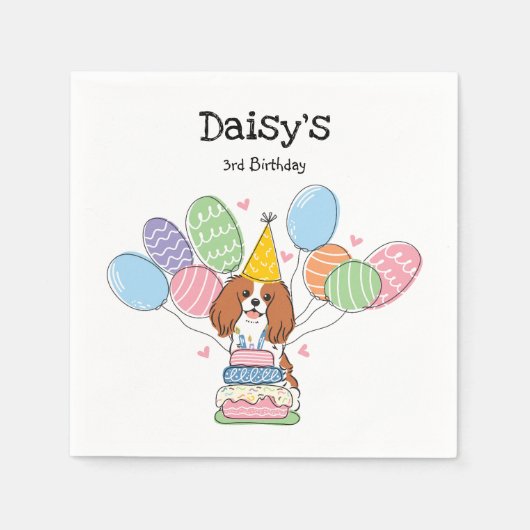 ブレンハイムカバリエキングチャールズスパニエル犬誕生日 スタンダードカクテルナプキン (正面)