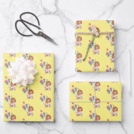 ブレンハイムカバリエキングチャールズスパニエル犬誕生日 ラッピングペーパーシート