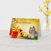 ブレンハイムカバリエクリスマスカード カード (黄色い花)