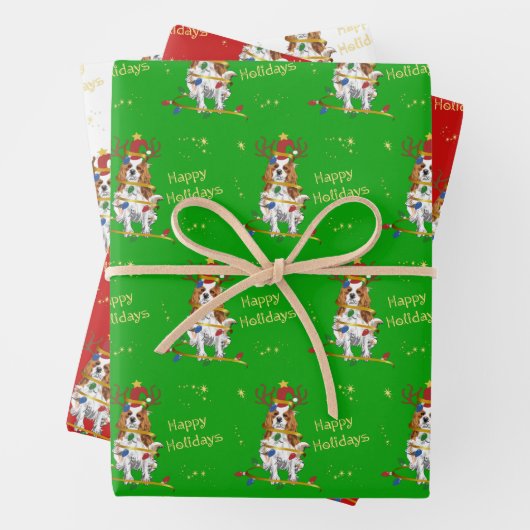 ブレンハイムカバリエクリスマスホリデーギフトラップ ラッピングペーパーシート (インサイチュ)