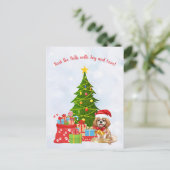 ブレンハイムカバリエールキングチャールズスパニエル犬のクリスマス シーズンポストカード (スタンド正面)