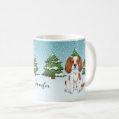 ブレンハイムカバリエールキングチャールズスパニエル犬インウィンター コーヒーマグカップ (正面右)