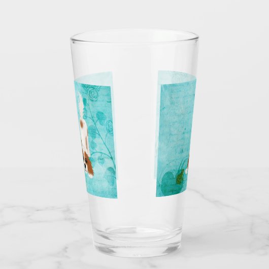 ブレンハイムカバリエールキングチャールズスパニエル犬&カエル タンブラーグラス (左)