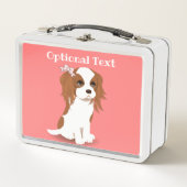 ブレンハイムカヴァリエキングチャールズスパニエル犬ピンク メタルランチボックス (正面)