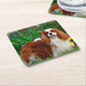 ブレンハイムカヴァリエキングチャールズスパニエル犬ワンピードッグ スクエアペーパーコースター (アングル)