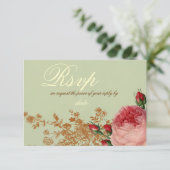 ブレンハイムローズ - エレガントなセージグリーン 返信 招待状 (スタンド正面)