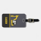 ブレーカーキッズ付き建築イエロー掘削機 ラゲッジタグ (正面横)