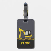 ブレーカーキッズ付き建築イエロー掘削機 ラゲッジタグ (裏面縦)