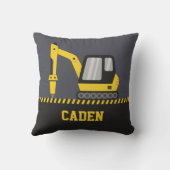 ブレーカー付き黄色のショベルカー 子供部屋 クッション (裏面)