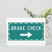 ブレーキチェック道路標識と矢印 招待状 (スタンド正面)