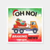 ブレーキニュース – サンタのデリバリーの後退 スタンダードカクテルナプキン (正面)