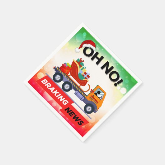 ブレーキニュース – サンタのデリバリーの後退 スタンダードカクテルナプキン (角)