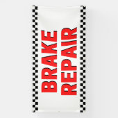 ブレーキ修理車のショップホワイトラージバナー 横断幕 (縦)