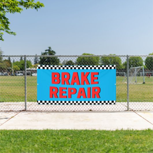 ブレーキ修理車のショップホワイト大 横断幕 (インサイチュ)