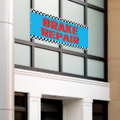 ブレーキ修理車のショップホワイト大 横断幕 (ビルの外側)