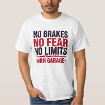 ブレーキ無し 怖いもの無し 限界無し ヴィンテージガレージTシャツ メンズ